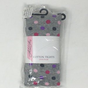 Love U Lots Girls Gray Polka Dot Cotton Tights New